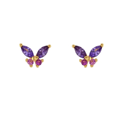 18K vàng Marquise cắt Turquoise CZ 925 Sterling bạc Bướm Stud tai dây phụ nữ