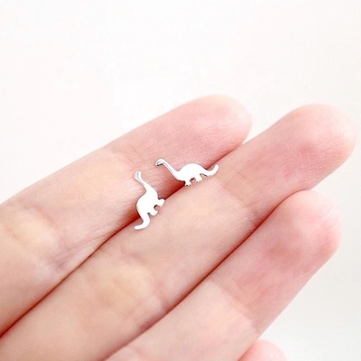 Đứa trẻ Động vật khủng long Bàn tai bằng vàng 925 Sterling Silver Mini