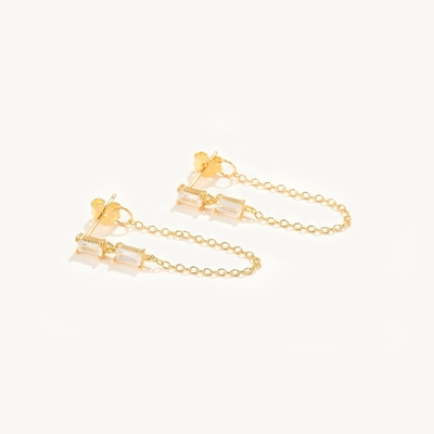 Baguette bán hàng Cubic Zircon Threader Stud Bàn tai đồ trang sức 925 Sterling bạc cho phụ nữ