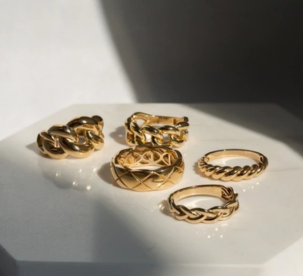 Đẹp Baroque 14K vàng nghiêng xoắn 925 Sterling bạc nữ nhẫn bẩn miễn phí đồ trang sức