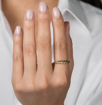 Đẹp Baroque 14K vàng nghiêng xoắn 925 Sterling bạc nữ nhẫn bẩn miễn phí đồ trang sức