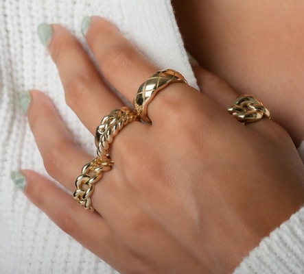 Đẹp Baroque 14K vàng nghiêng xoắn 925 Sterling bạc nữ nhẫn bẩn miễn phí đồ trang sức