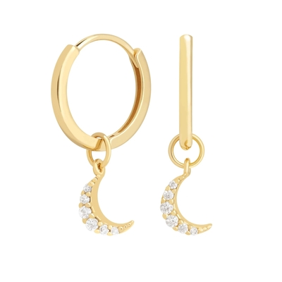 Dangle Moon Hoop Bàn tai 925 bạc cho phụ nữ Brazil vàng bọc 18K trang sức tùy chỉnh