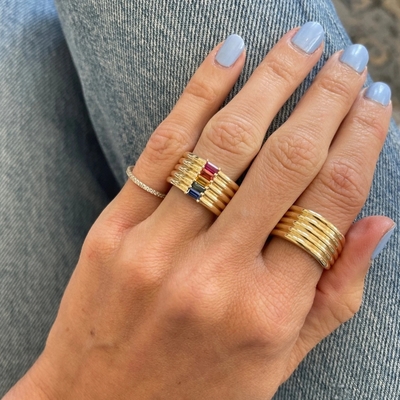 18K vàng bọc cầu vồng Baguette cắt CZ đa thời trang 925 Sterling bạc nữ nhẫn