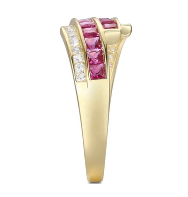 Đặt ngón tay Emerald Ruby Vợs nhẫn kim cương tuyên bố Kích thước 6-Kích thước 10