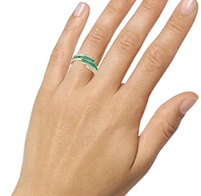 Đặt ngón tay Emerald Ruby Vợs nhẫn kim cương tuyên bố Kích thước 6-Kích thước 10