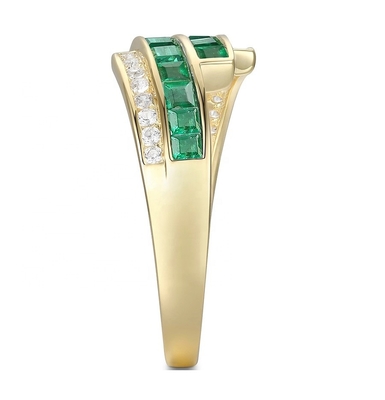 Đặt ngón tay Emerald Ruby Vợs nhẫn kim cương tuyên bố Kích thước 6-Kích thước 10