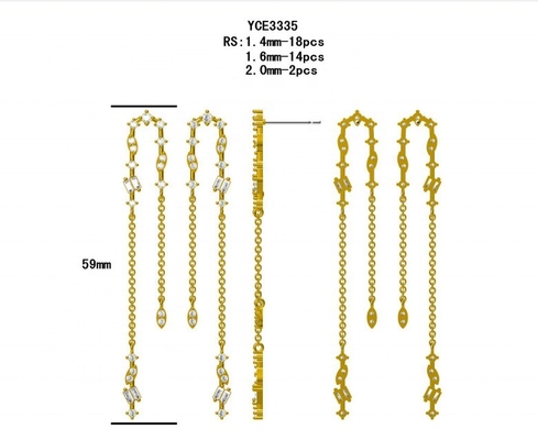 2024 Brazilian Gold Plating Drop Chain Bàn tai Phụ nữ 925 Bàn tai bạc
