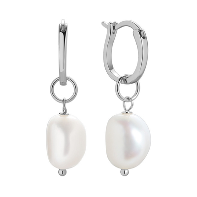 925 Sterling bạc 18K vàng bọc nước ngọt ngọc trai Hoop Bàn tai cho phụ nữ phong cách thời trang