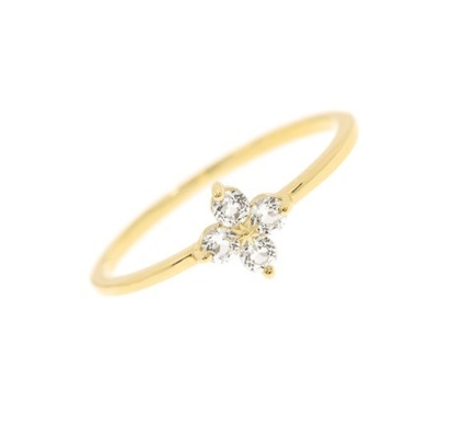 Đẹp 18K vàng Vermeil 4 đá quý Topaz hoa 925 Sterling bạc nhẫn