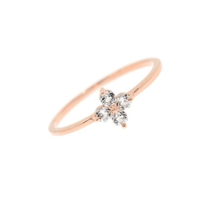 Đẹp 18K vàng Vermeil 4 đá quý Topaz hoa 925 Sterling bạc nhẫn