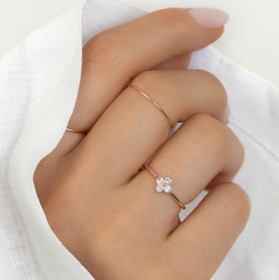 Đẹp 18K vàng Vermeil 4 đá quý Topaz hoa 925 Sterling bạc nhẫn