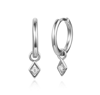 Tùy chọn Đá Màu Trendy 18k Vàng thật bọc Hoop Dangle Băng tai trong 925 Sterling bạc