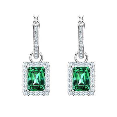 Green CZ Diamond 925 Sterling Silver Classic Hoop Hoop Hoop Hoop cho thời trang nữ