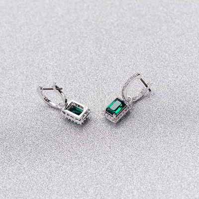 Green CZ Diamond 925 Sterling Silver Classic Hoop Hoop Hoop Hoop cho thời trang nữ