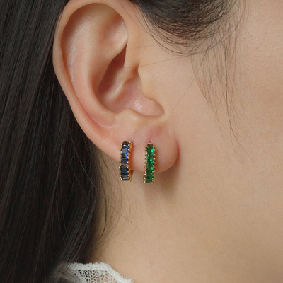 925 Sterling Silver Princess Green CZ Bàn tai kim cương cho phụ nữ hiện đại