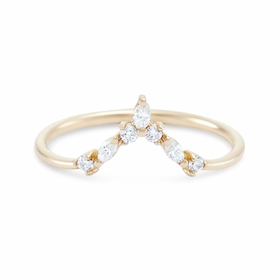 Nhẫn xếp chồng hình chữ V với vòng và màu trắng Marquise CZ trong 925 Sterling Silver