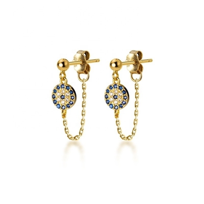 925 Sterling bạc CZ kim cương vàng mạ tai đeo mắt cho phụ nữ bạc / đồng