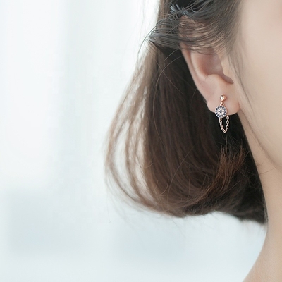 925 Sterling bạc CZ kim cương vàng mạ tai đeo mắt cho phụ nữ bạc / đồng