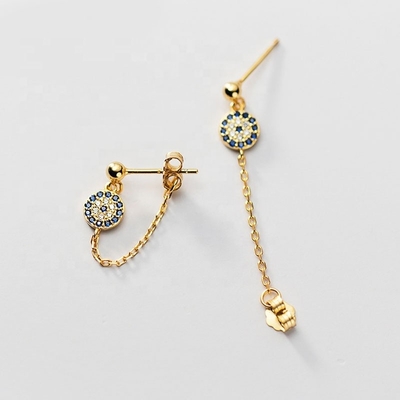 925 Sterling bạc CZ kim cương vàng mạ tai đeo mắt cho phụ nữ bạc / đồng