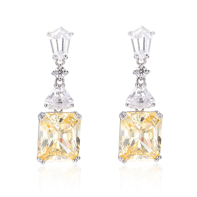 Vàng CZ Bỏ tai vàng Bạch vàng 925 hình khối Zirconia Bỏ tai