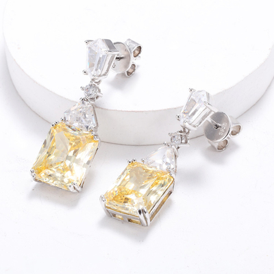 Vàng CZ Bỏ tai vàng Bạch vàng 925 hình khối Zirconia Bỏ tai
