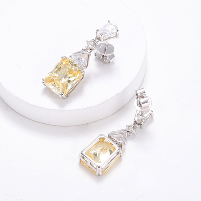 Vàng CZ Bỏ tai vàng Bạch vàng 925 hình khối Zirconia Bỏ tai