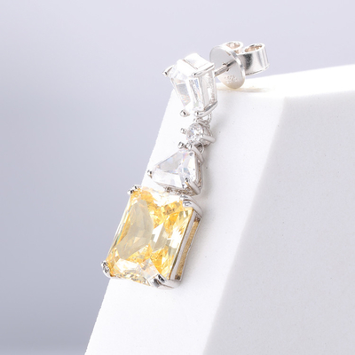Vàng CZ Bỏ tai vàng Bạch vàng 925 hình khối Zirconia Bỏ tai