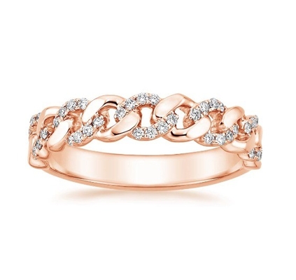 Micron Pave CZ 18K Vàng đắp chuỗi liên kết 925 Sterling bạc nhẫn phụ nữ