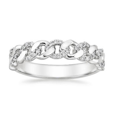 Micron Pave CZ 18K Vàng đắp chuỗi liên kết 925 Sterling bạc nhẫn phụ nữ
