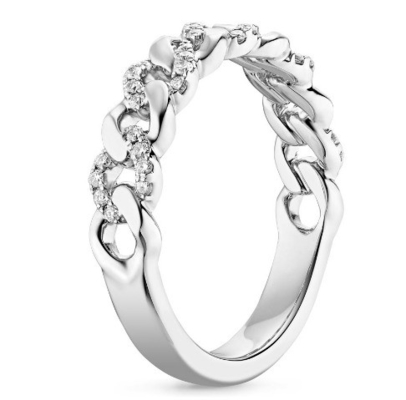Micron Pave CZ 18K Vàng đắp chuỗi liên kết 925 Sterling bạc nhẫn phụ nữ