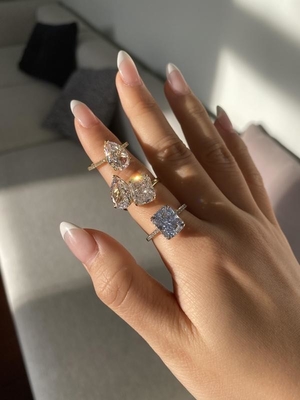 Baguette bọc bạc Kim cương xanh 5A cắt băng CZ nhẫn đính hôn cho phụ nữ 925 bạc Sterling