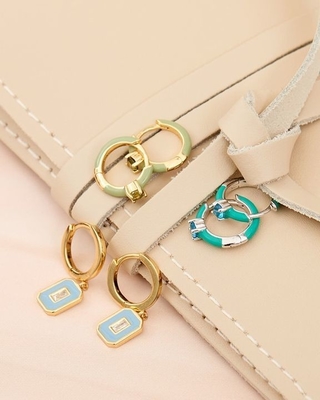 Neon Turquoise Enamel Micro Pave CZ Candy Màu sắc Cô gái Phụ nữ Bàn tai thân thiện với môi trường Có