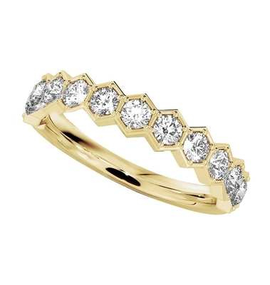 US5-US11 Honeycomb Wedding Band Vàng bọc 925 Sterling Vàng Nhẫn