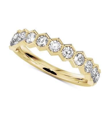 US5-US11 Honeycomb Wedding Band Vàng bọc 925 Sterling Vàng Nhẫn