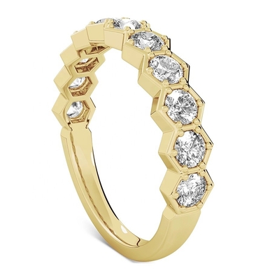 US5-US11 Honeycomb Wedding Band Vàng bọc 925 Sterling Vàng Nhẫn