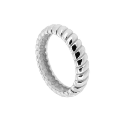 Độ rộng 6mm Vòng đính hôn xoắn bạc 18K vàng Rhodium màu xoắn bạc