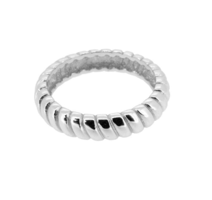 Độ rộng 6mm Vòng đính hôn xoắn bạc 18K vàng Rhodium màu xoắn bạc
