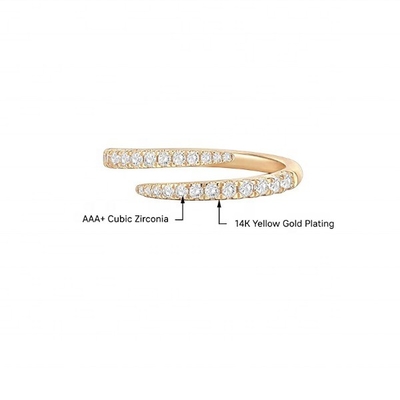 14K vàng bọc cubic Zirconia mở Twist Eternity Band nhẫn ECO thân thiện