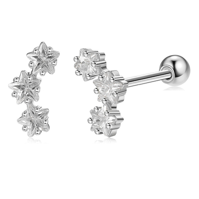 18K vàng bọc 925 Sterling Silver Star Cubic Zirconia Stud Bàn tai cho phụ nữ phụ kiện