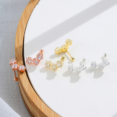 18K vàng bọc 925 Sterling Silver Star Cubic Zirconia Stud Bàn tai cho phụ nữ phụ kiện