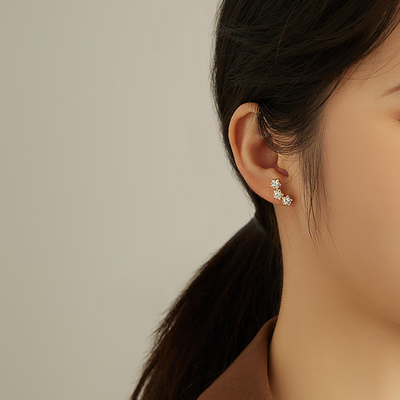 18K vàng bọc 925 Sterling Silver Star Cubic Zirconia Stud Bàn tai cho phụ nữ phụ kiện