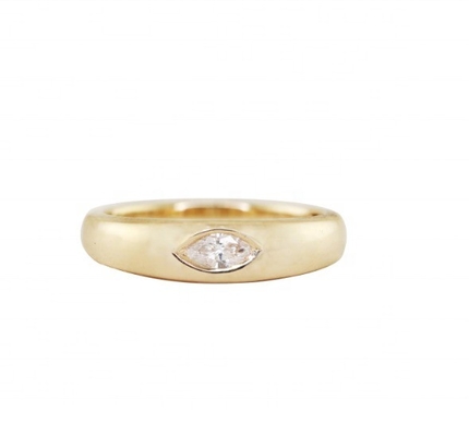 Đồ kim loại Nhẫn Vintage 18K vàng bọc Smarald Baguette Dome Đá quý Nhẫn cho phụ nữ
