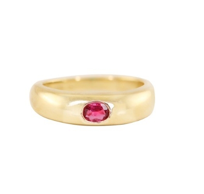 Đồ kim loại Nhẫn Vintage 18K vàng bọc Smarald Baguette Dome Đá quý Nhẫn cho phụ nữ