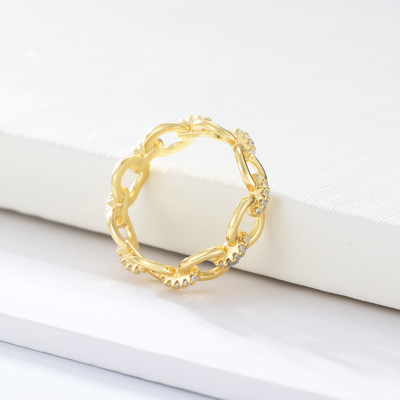 Hình dạng chuỗi tinh tế CZ Kim cương nhẫn vĩnh cửu 925 bạc Sterling cho đồ trang sức nam
