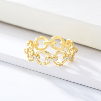 Hình dạng chuỗi tinh tế CZ Kim cương nhẫn vĩnh cửu 925 bạc Sterling cho đồ trang sức nam