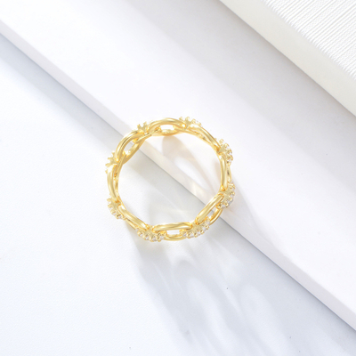 Hình dạng chuỗi tinh tế CZ Kim cương nhẫn vĩnh cửu 925 bạc Sterling cho đồ trang sức nam