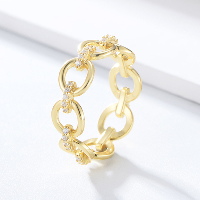 Hình dạng chuỗi tinh tế CZ Kim cương nhẫn vĩnh cửu 925 bạc Sterling cho đồ trang sức nam