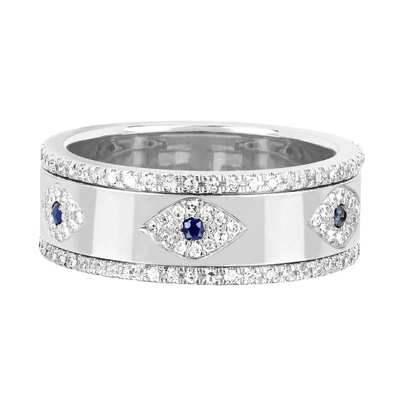 Blue Sapphire White CZ Eye Women Eternity Band Brass Eternity Ring Cho Phụ nữ