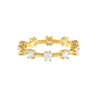925 Sterling bạc đơn giản 18K vàng Vermeil Prong thiết lập Eternity Band Nhẫn phụ nữ mỏng